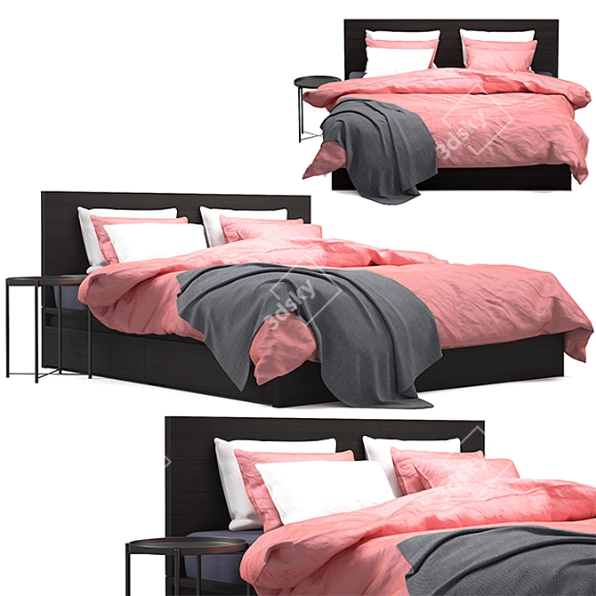 Title: Ikea Malm: Sleek and Spacious Bed 3D model image 1