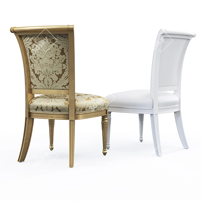 Elegant Wood Carved Dining Chair 3D model image 2