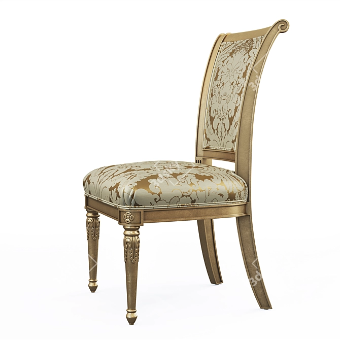 Elegant Wood Carved Dining Chair 3D model image 5