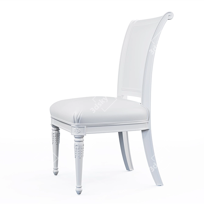 Elegant Wood Carved Dining Chair 3D model image 6