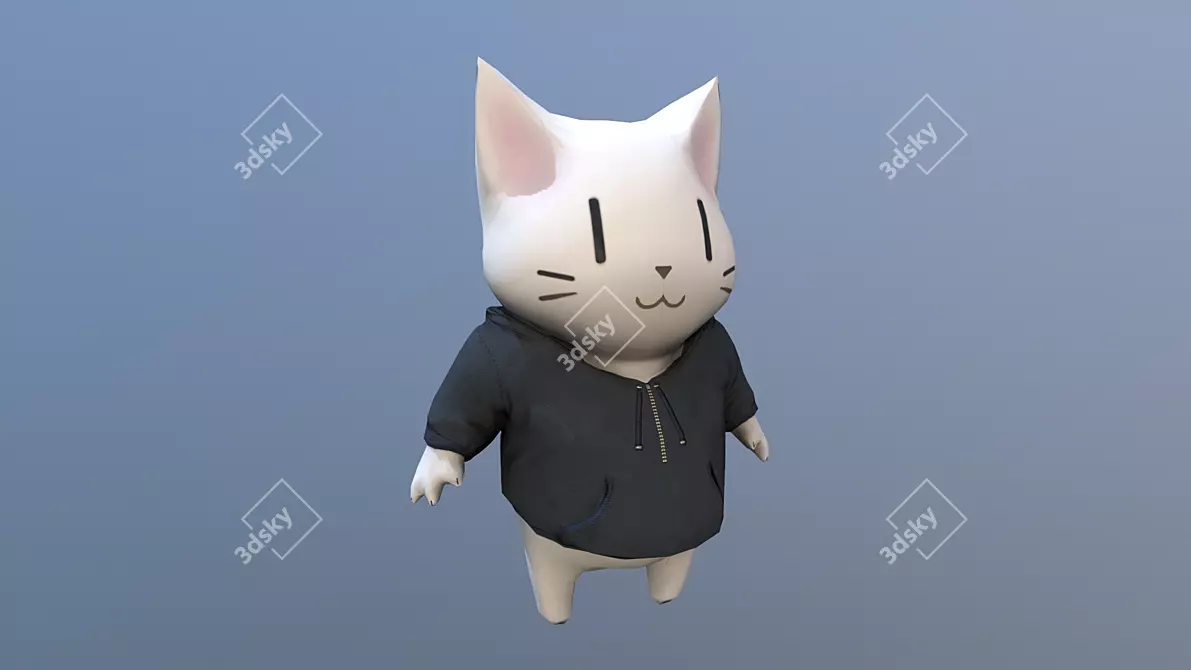 Kawaii Cat Polygon Mesh 3D model image 1