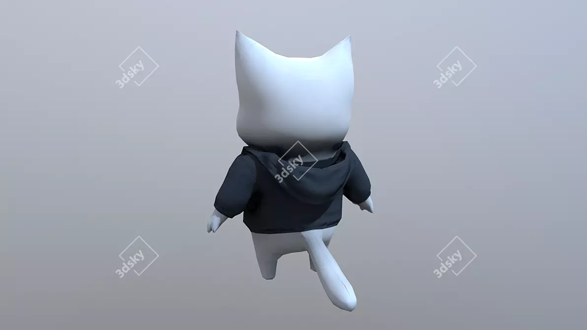 Kawaii Cat Polygon Mesh 3D model image 3