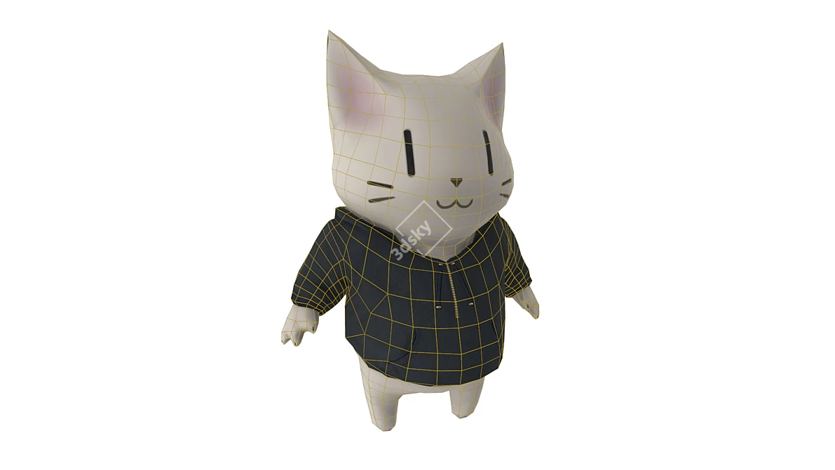 Kawaii Cat Polygon Mesh 3D model image 7