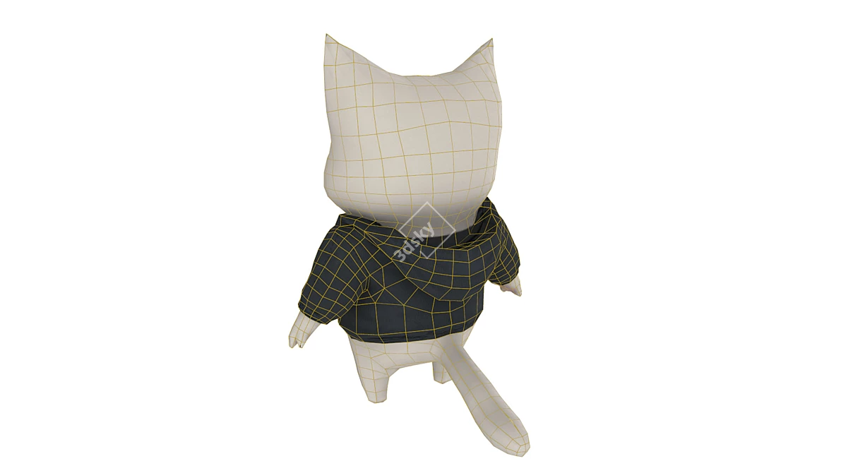 Kawaii Cat Polygon Mesh 3D model image 9