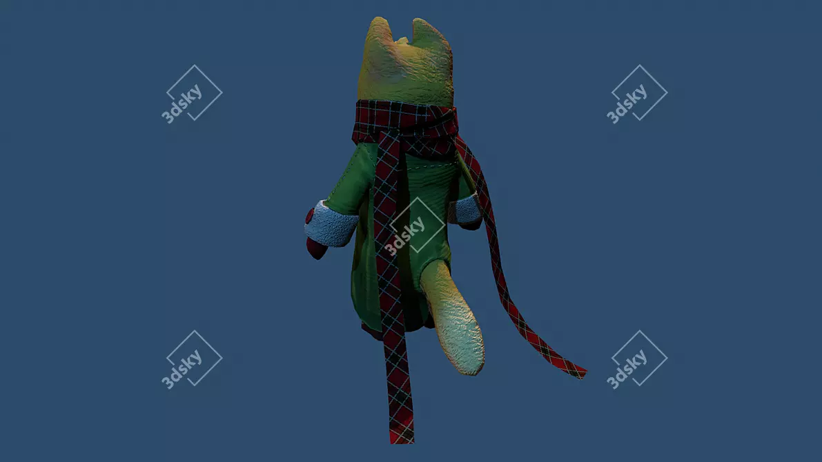 Low-Poly Cat Model | Stylized Scarf 3D model image 4