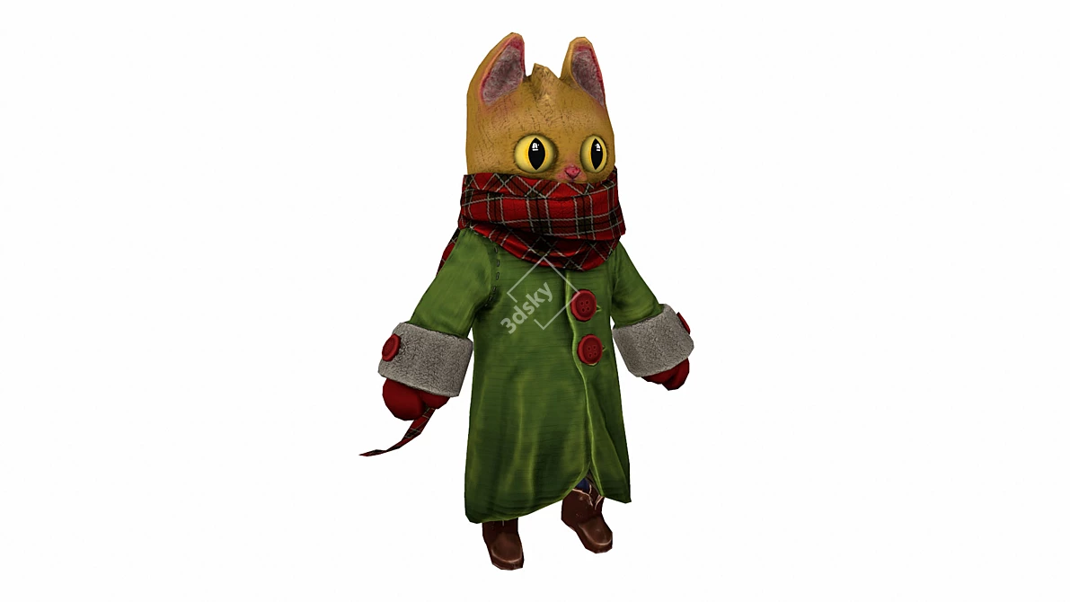 Low-Poly Cat Model | Stylized Scarf 3D model image 6