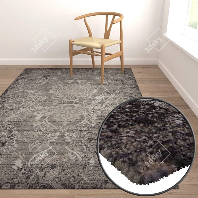 Luxury Rug Set: 3 High-Quality Textured Carpets 3D model image 5