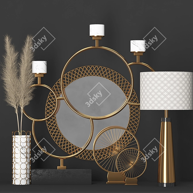 Golden Texture Decor Set 3D model image 1