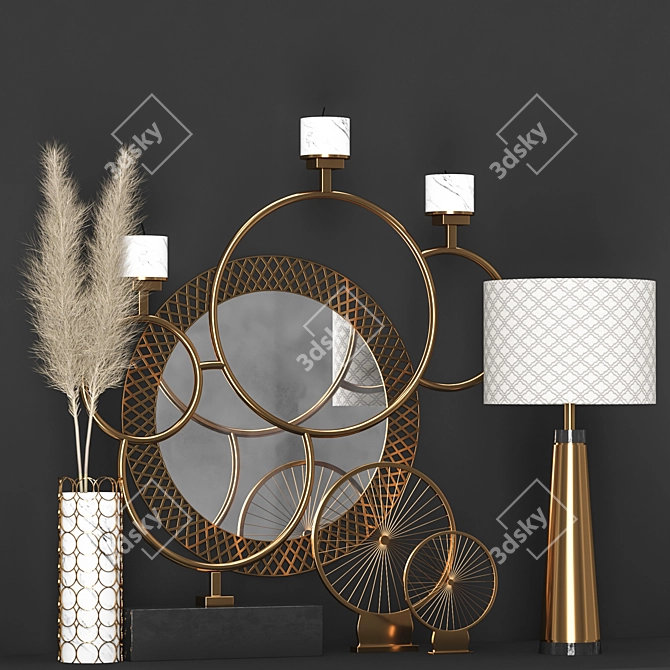 Golden Texture Decor Set 3D model image 2