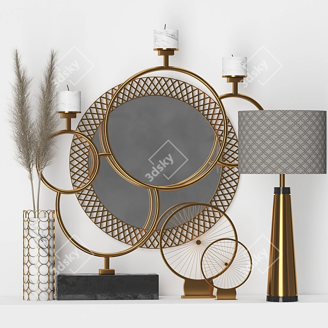 Golden Texture Decor Set 3D model image 4