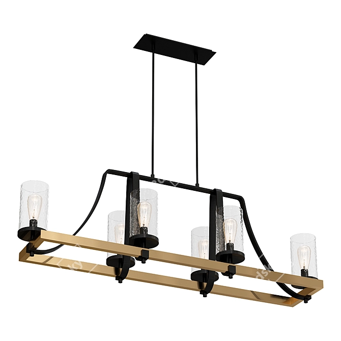 Industrial Farmhouse Glass Chandelier 3D model image 1