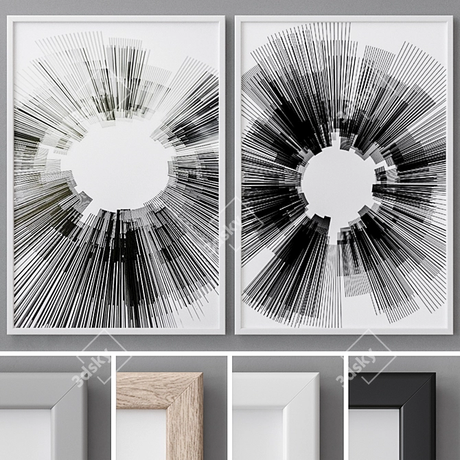 Abstract Modern Art Frames Set 3D model image 1