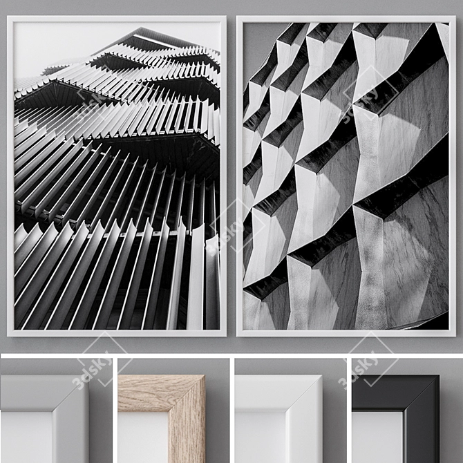 Modern Abstract Photo Frames: Set of 4 3D model image 1