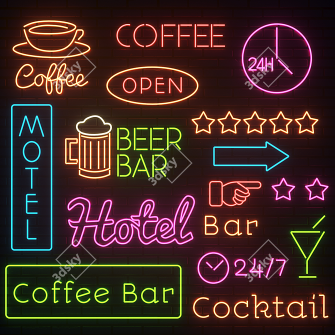 Glowing Sign Collection 3D model image 1
