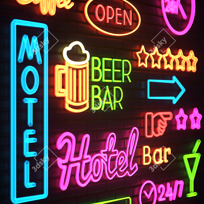 Glowing Sign Collection 3D model image 2