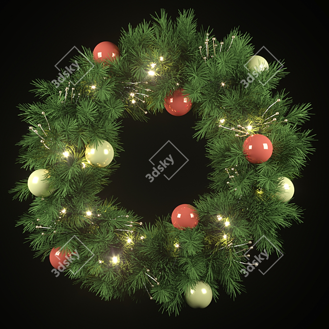 Festive Holiday Wreath Love 3D model image 1