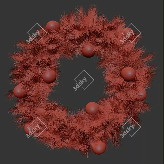 Festive Holiday Wreath Love 3D model image 3