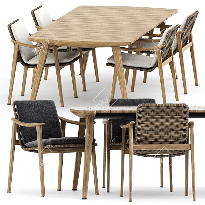 Fynn Outdoor Chair & Dining Table: Stylish Design by Minotti 3D model image 1