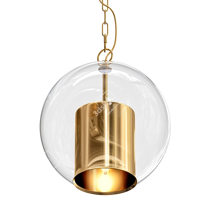 Vintage Brass Pendant Light 3D model image 1