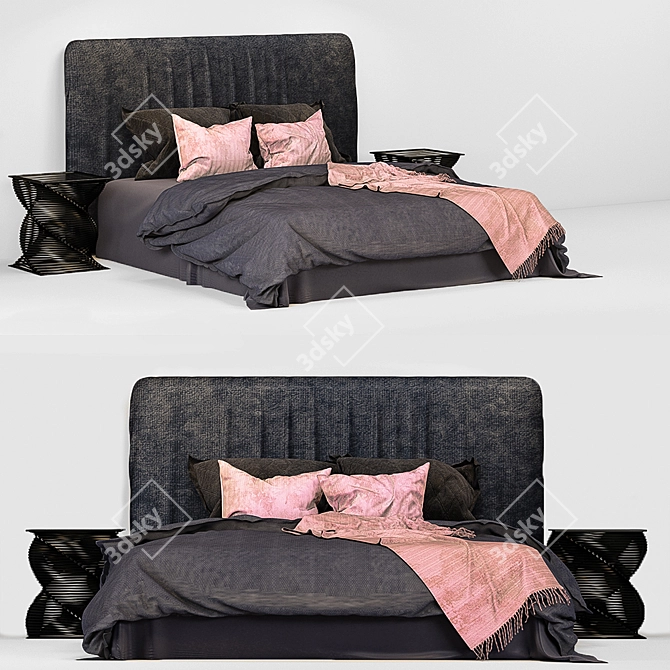 Sleek Modern Bed Design 3D model image 1