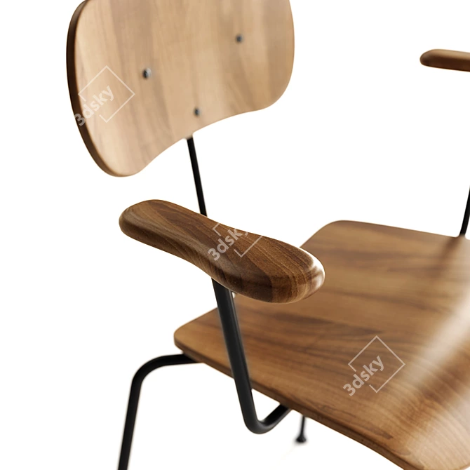 Elegant Walnut Armchair Nod 3D model image 3