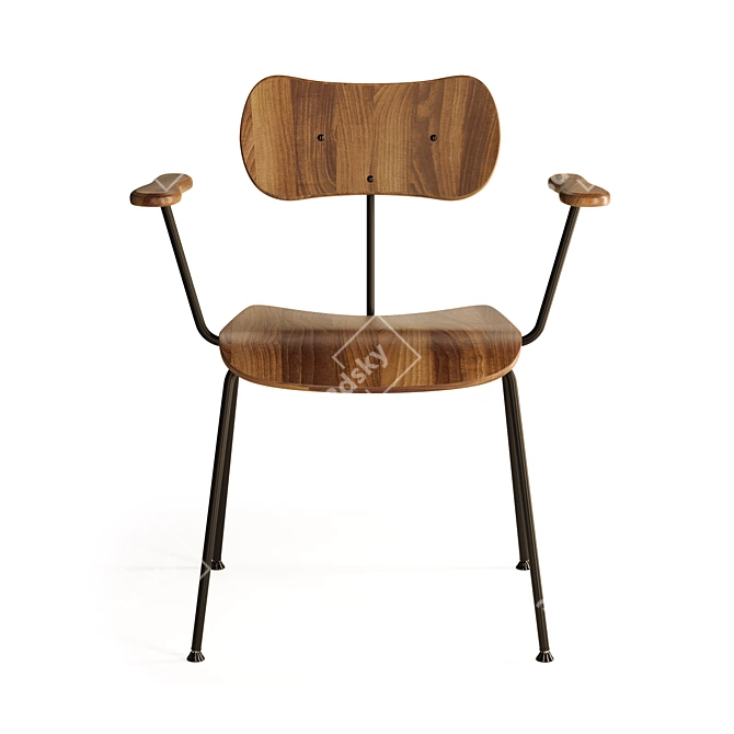 Elegant Walnut Armchair Nod 3D model image 4