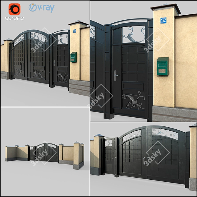 Versatile Gate and Fence Set 3D model image 3