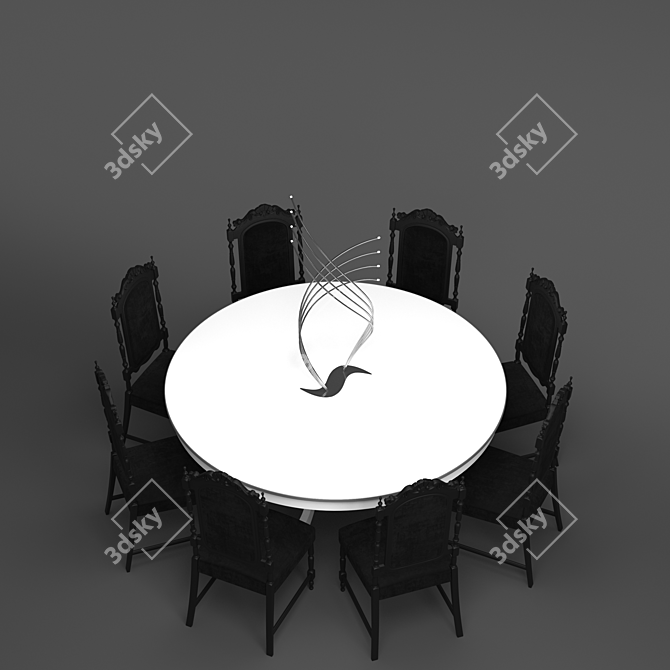 Modern Table & Chair Set 3D model image 2