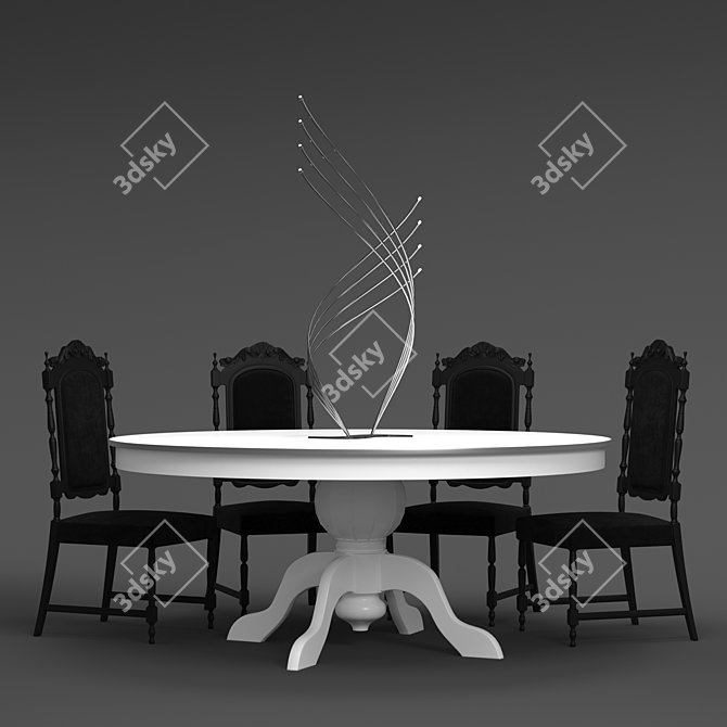 Modern Table & Chair Set 3D model image 3