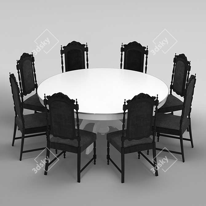 Modern Table & Chair Set 3D model image 6