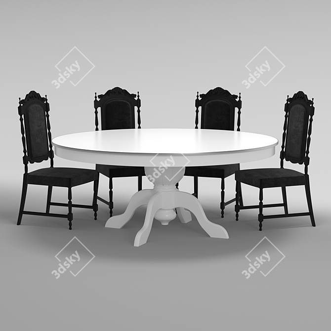 Modern Table & Chair Set 3D model image 7