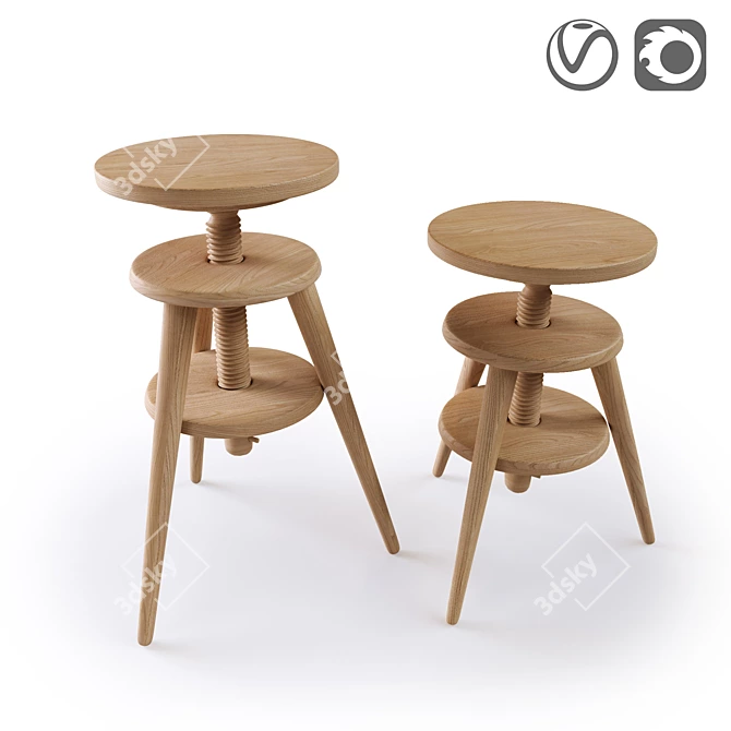 Adjustable Height Bar Stool: Evolutiva 3D model image 1