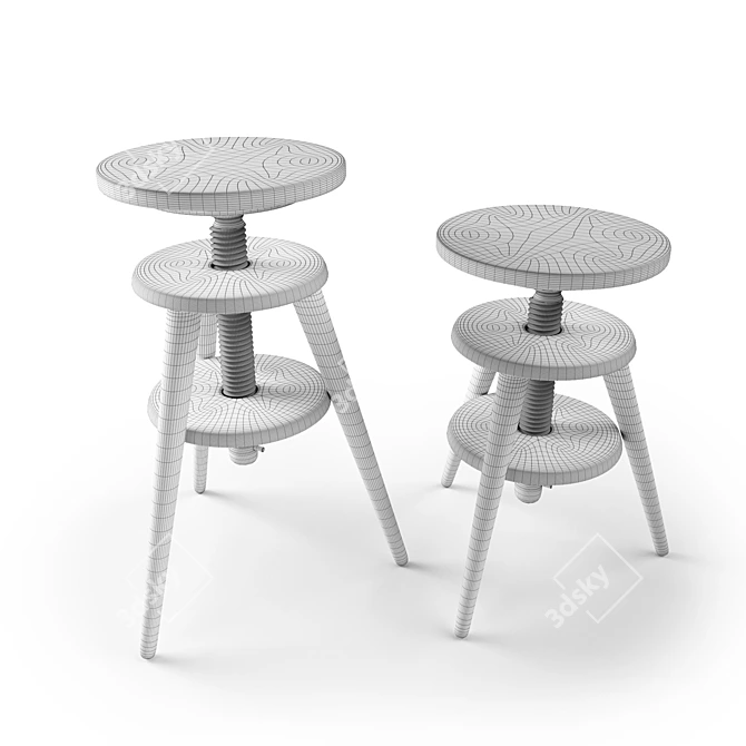 Adjustable Height Bar Stool: Evolutiva 3D model image 2