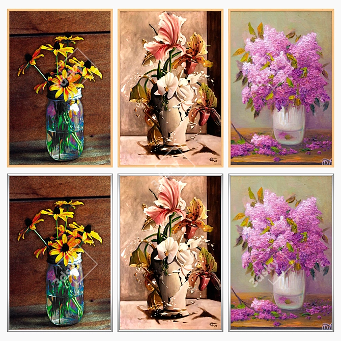 Elevate Your Walls: Set of 3 Paintings 3D model image 3