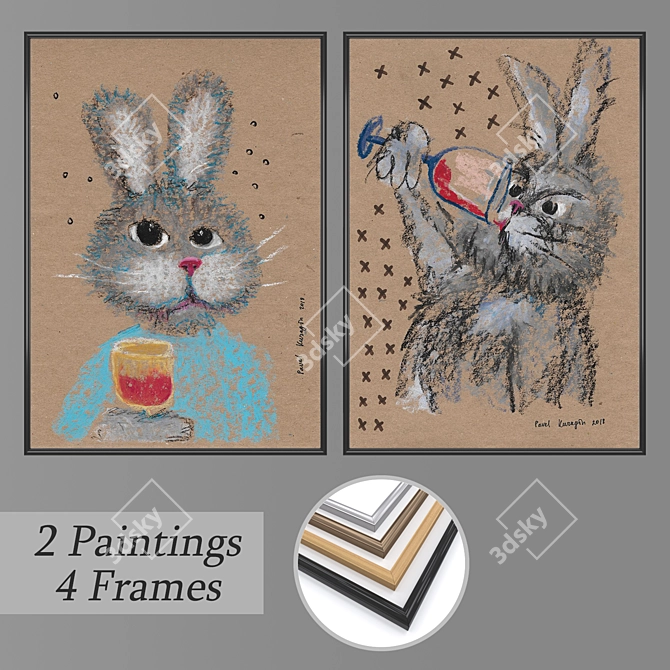 Wall Painting Set with Versatile Frames 3D model image 1