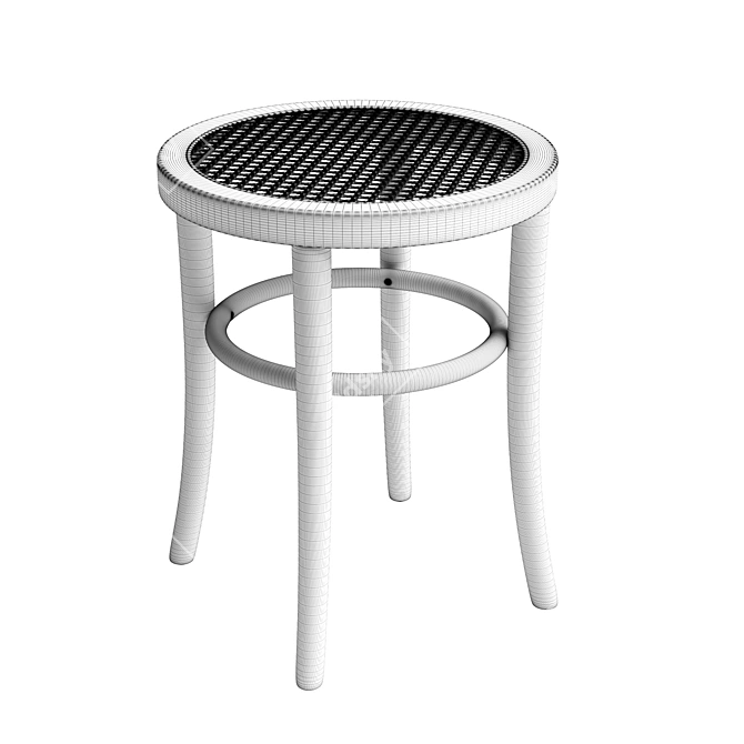 Vintage Rattan Stool, Cedak - Stylish Retro Design 3D model image 2