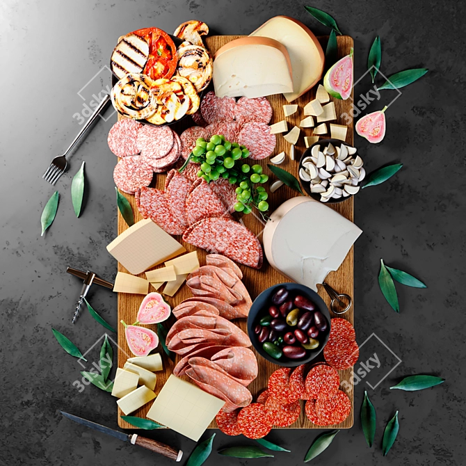 Savory Grilled Meat Platter 3D model image 1