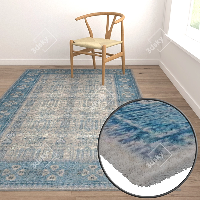 Luxury Set of 3 High-Quality Carpets 3D model image 5