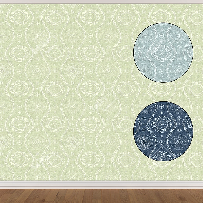 Seamless Wallpaper Set: 3 Color Options 3D model image 1