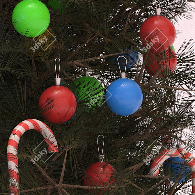 Festive Fir Tree with Presents 3D model image 4