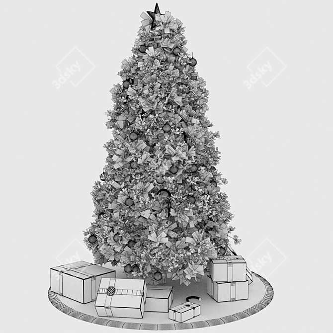 Festive Fir Tree with Presents 3D model image 10