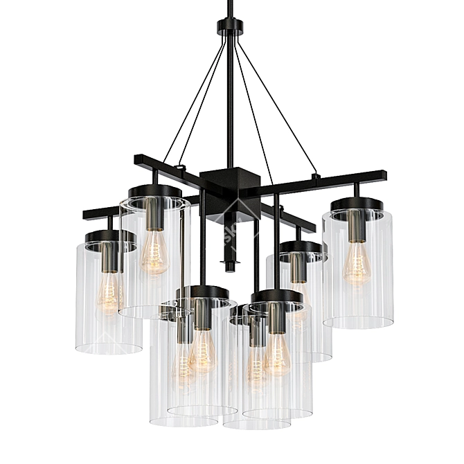 Rustic Industrial Outdoor Chandelier 3D model image 1