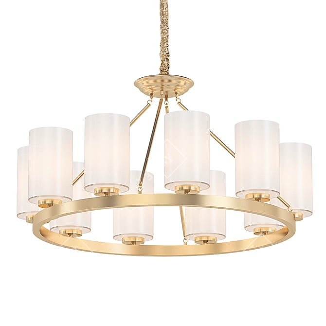 Elegant Round Glass Copper Chandelier 3D model image 1