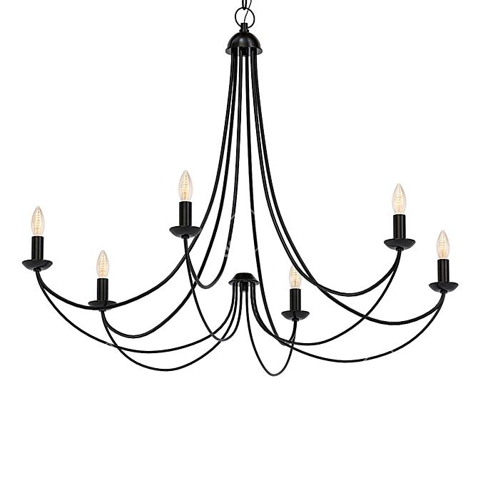 Elegant Imperial Bronze Chandelier 3D model image 1