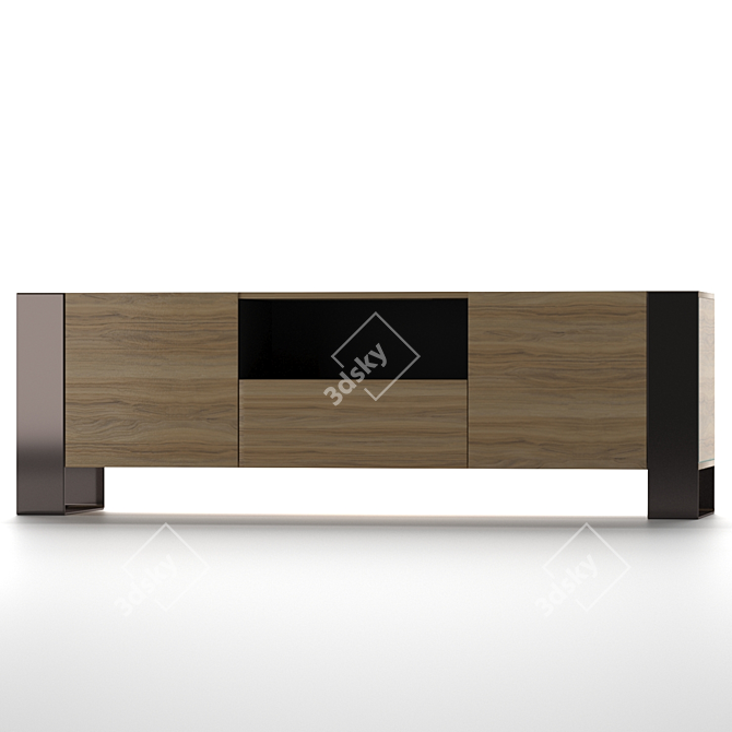 Modern Wood TV Stand 3D model image 1