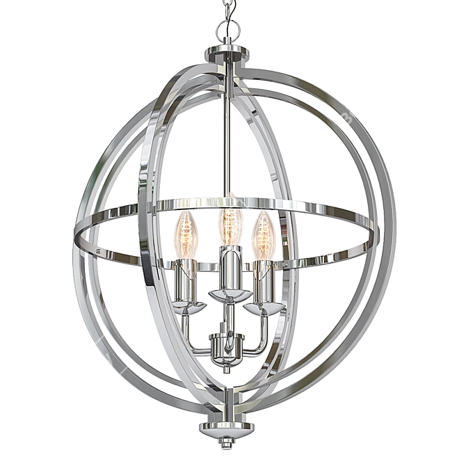 Elegant Chrome 3-Light Orb Lantern 3D model image 1