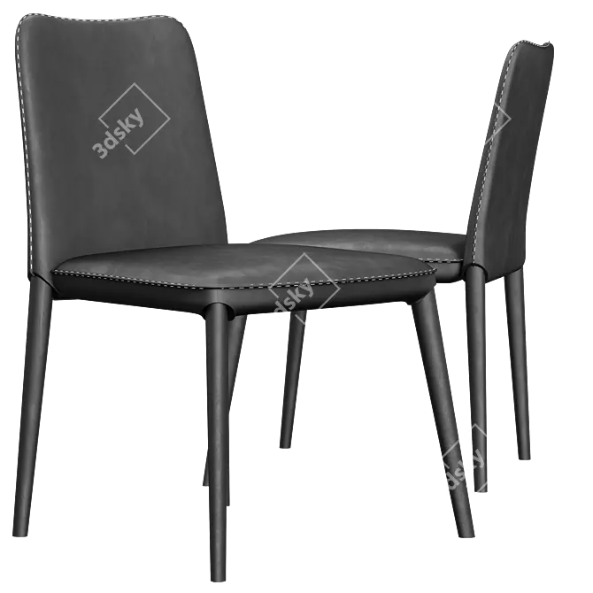 Modern Black Table Chair 3D model image 2