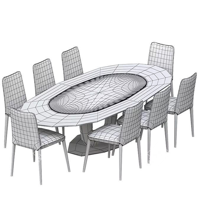 Modern Black Table Chair 3D model image 4