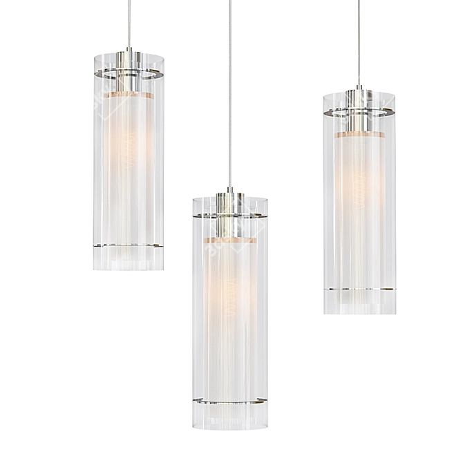 Modern Double Cylinder Glass Pendant 3D model image 1