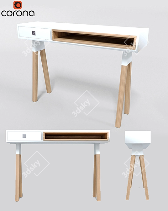 Sleek Stick Console with Drawer 3D model image 2